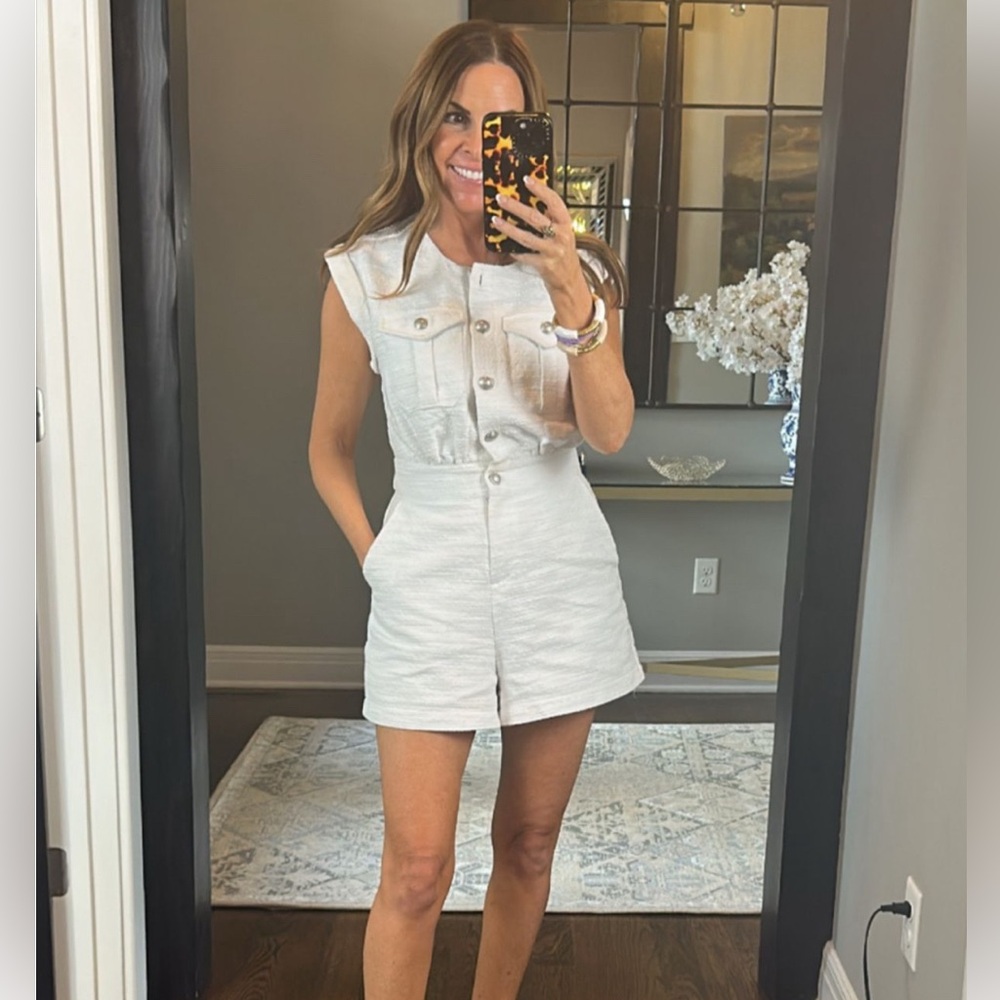 Express White Textured Romper